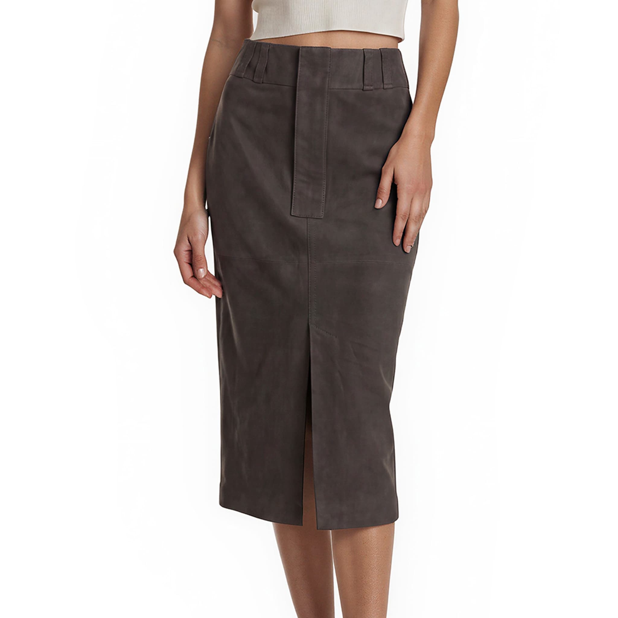 Saint Laurent Nubuck Leather Pencil Skirt - F38