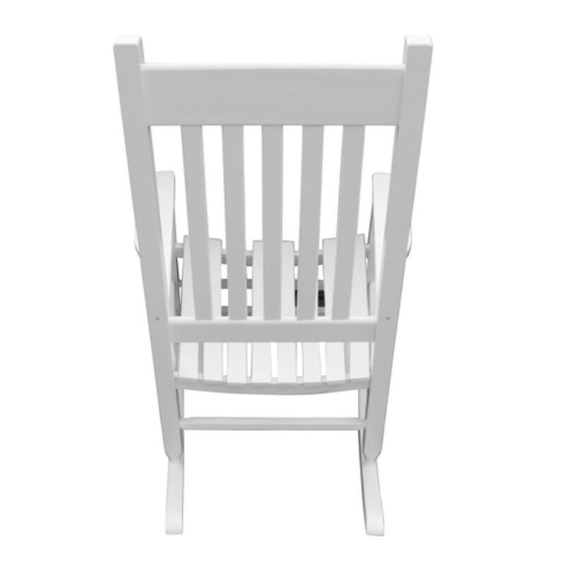 WHITE kits wooden porch rocker chair with size 26"(L) x 33.5"(W) x 46.5"(H)