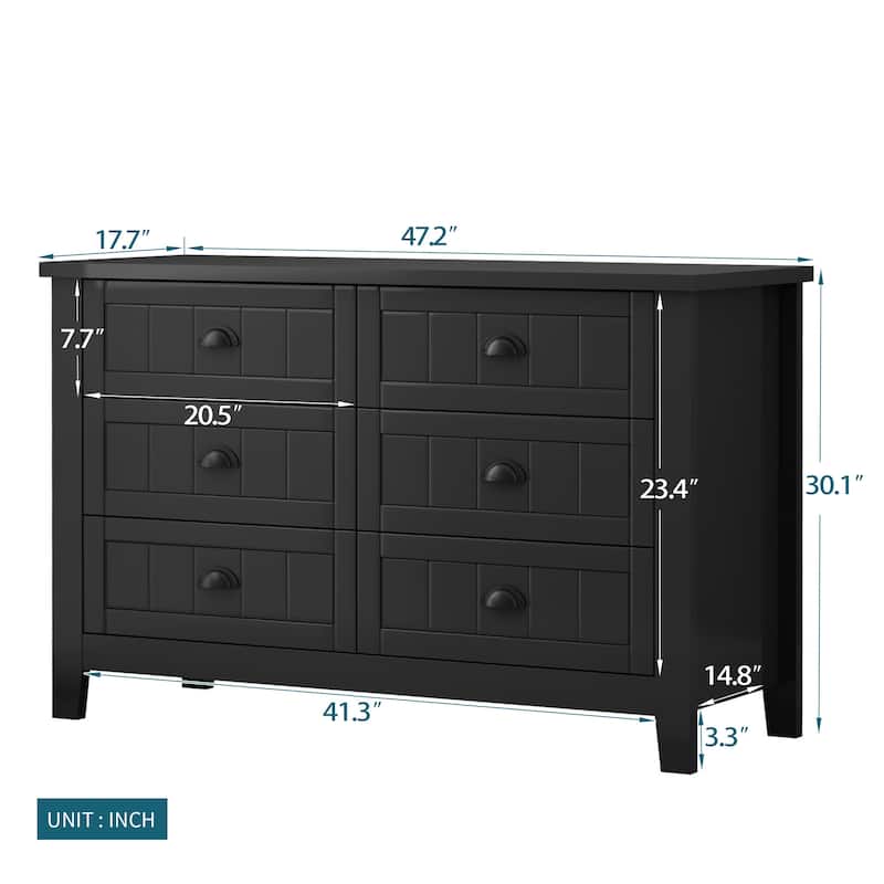 Drawer Dresser Cabinet with Retro Shell-Shaped Handle