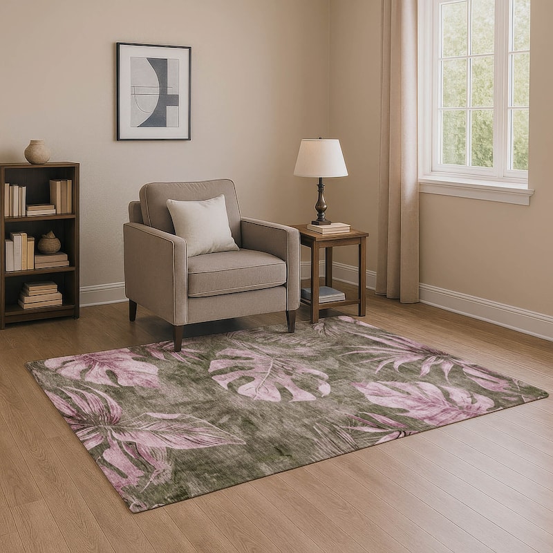 Premium Washable Super Soft Tropical Floral Mayfield Rug - Brown - 3' x 5'