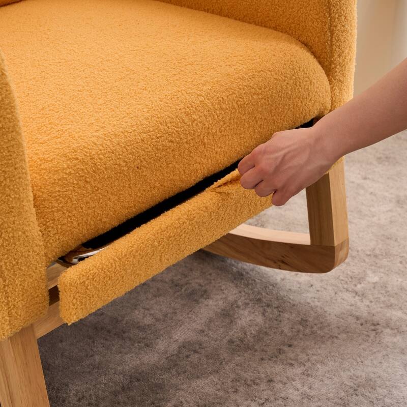 Yellow Accent Rocking Chair with Footrest and High Back