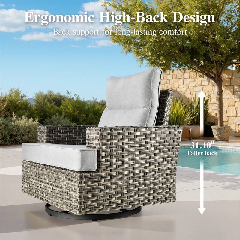 OVIOS 9 Pieces T shaped Seat Curved Swivel Chair Set With Fire Pit