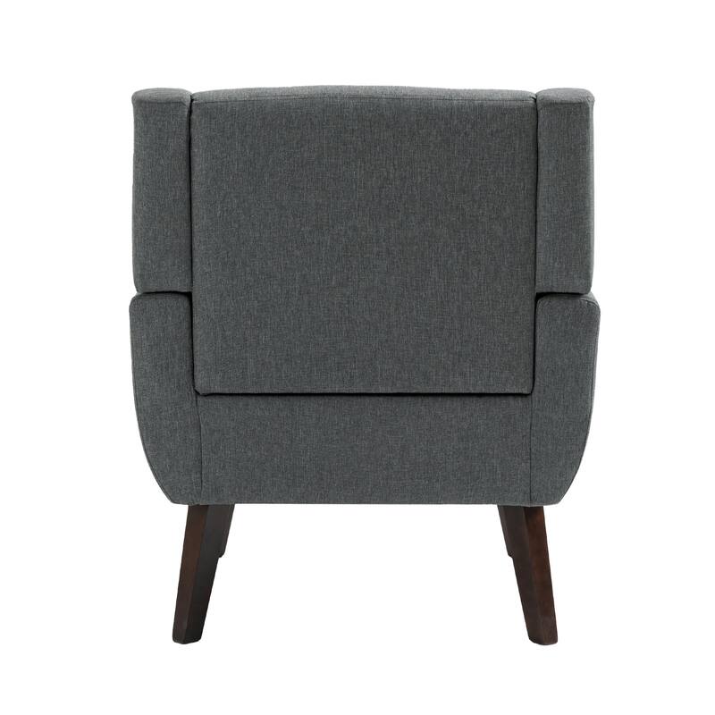2 Set Modern Tufted Linen Upholstered Accent Chair Faux Leather Armchair