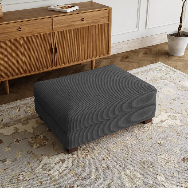 Rectangle Corduroy Ottoman for Living Room - Grey