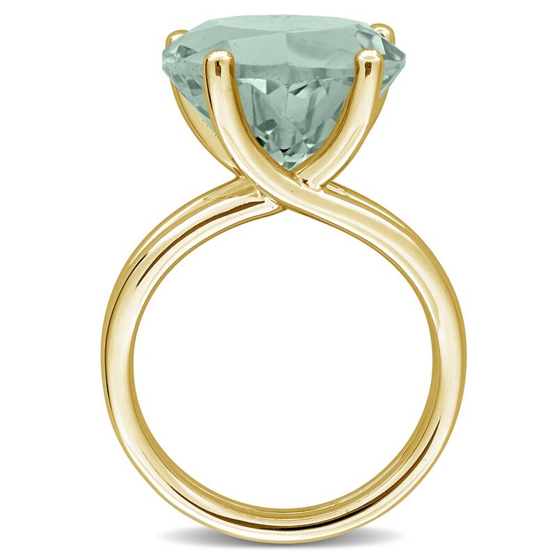 Miadora 10ct TGW Heart-Shaped Green Quartz Solitaire Cocktail Ring in Yellow Plated Sterling Silver
