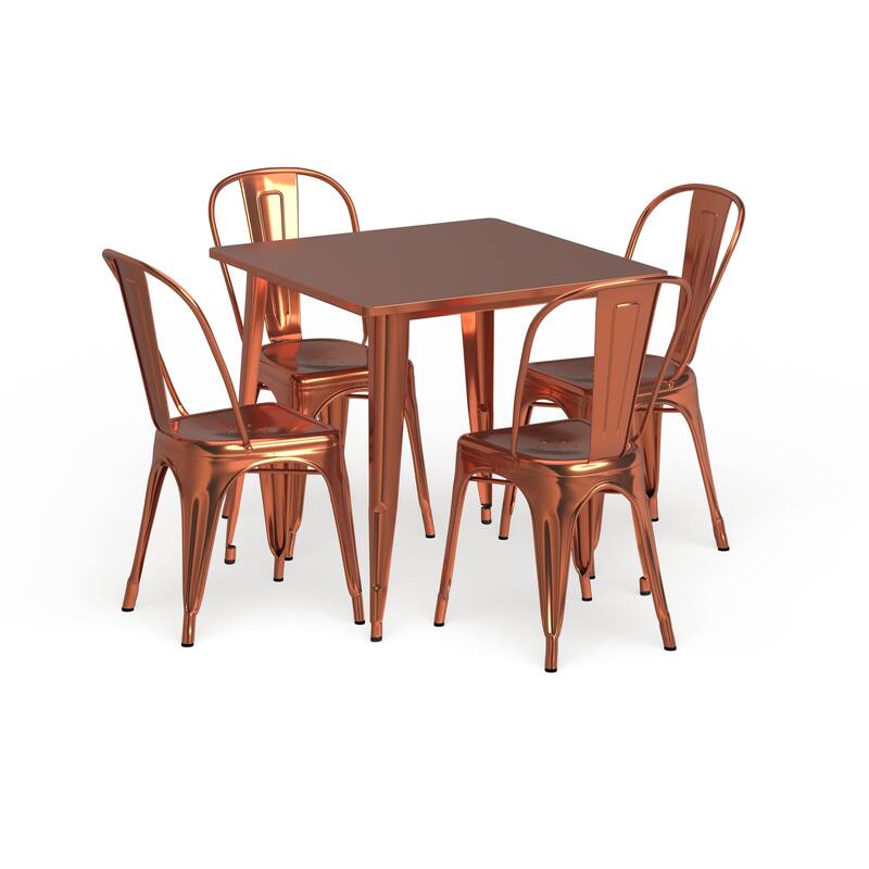 31.5-inch Square 5-piece Metal Indoor/ Outdoor Table and Chairs Set