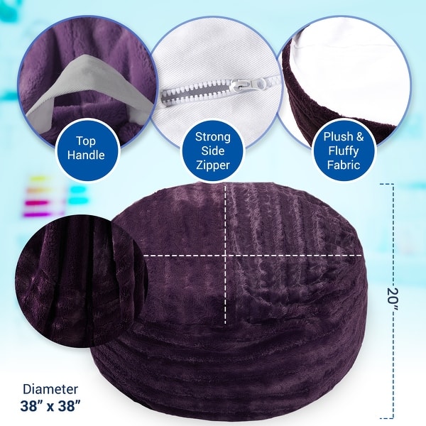 dimension image slide 6 of 7, Cheer Collection Faux Fur Bean Bag and Stuffed Animal Storage Case