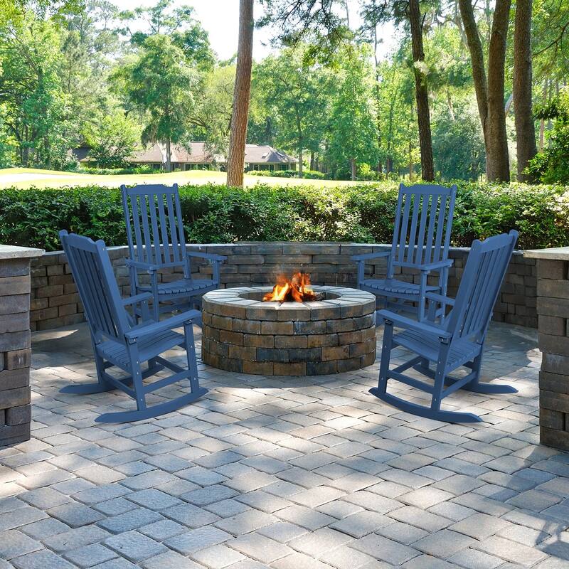 Vrakae 4 PCS Patio All Weather Resistant High Back Rocking Chair