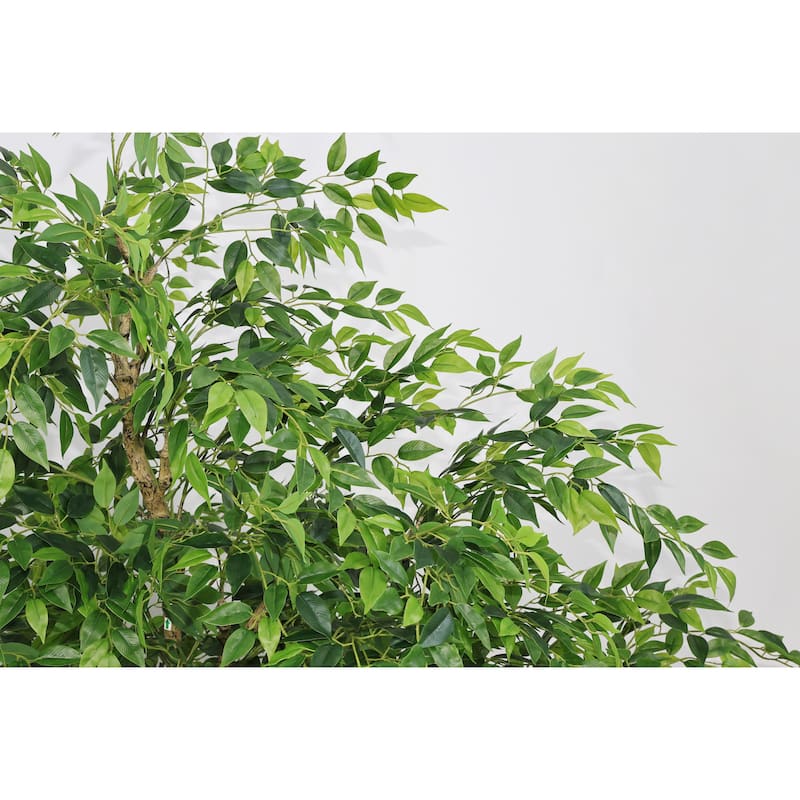 7ft Tall Artificial Banyan Tree With Natural Trunk And Realistic Silk Leaves, Large Imitation Potted Green Plant, 1pc/Set