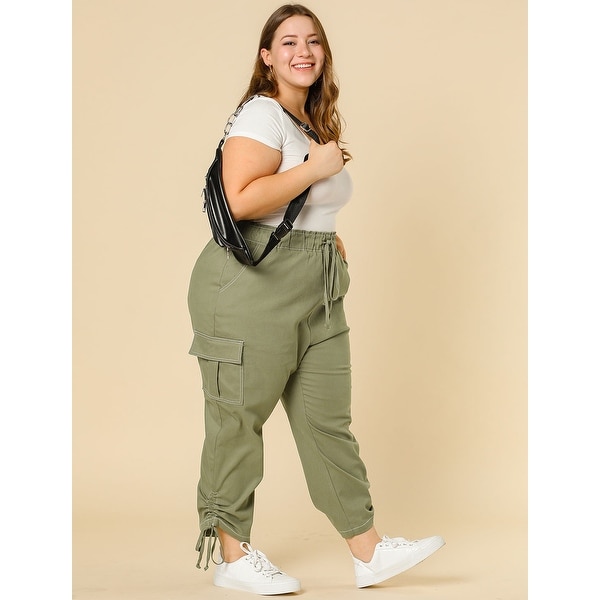 womens elastic waist cargo pants