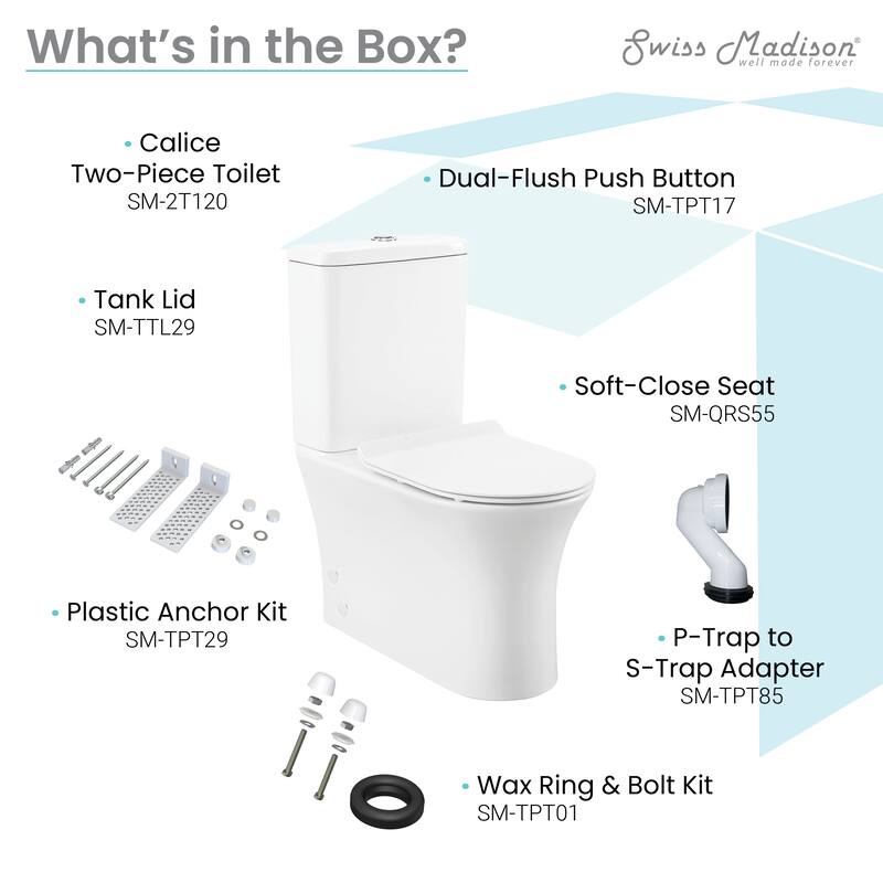 Calice Two Piece Elongated Rear Outlet Toilet Dual Flush .8/1.28 gpf