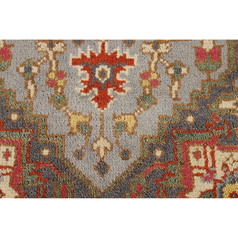 Hand Knotted Oriental 100% Wool Carpet Traditional Medallion Greys & Charcoal Heriz (serapi) Area Rug - 4' 11'' X 3' 0''