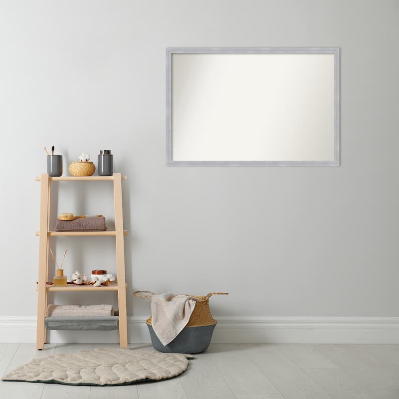 Non-Beveled Bathroom Wall Mirror - Grace Brushed Nickel Narrow Frame