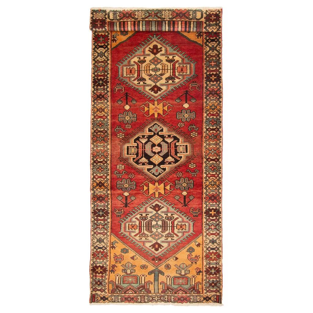 ECARPETGALLERY Hand-knotted Konya Anatolian Red Wool Rug - 3'8 x 9'10