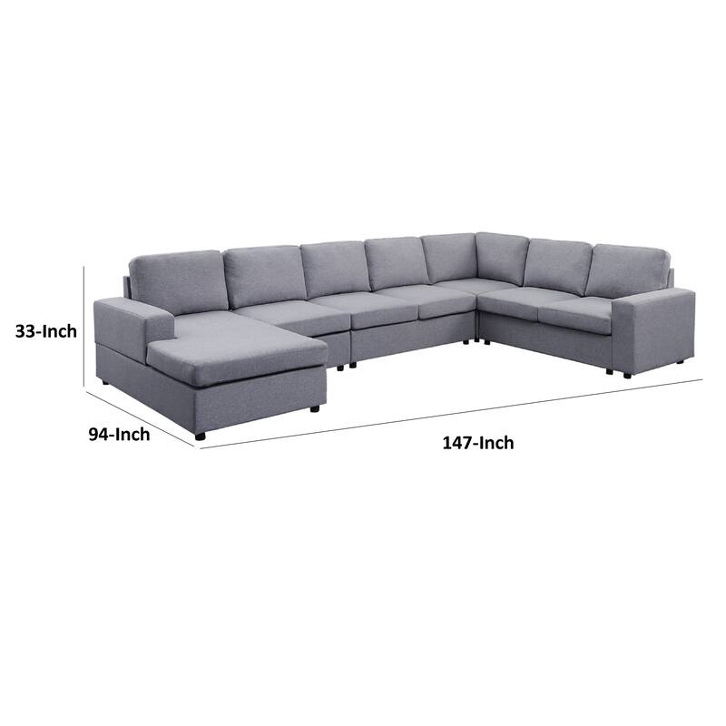 Fenie 7 Seat Reversible Modular Sectional Sofa Chaise, Gray, 147 Inch