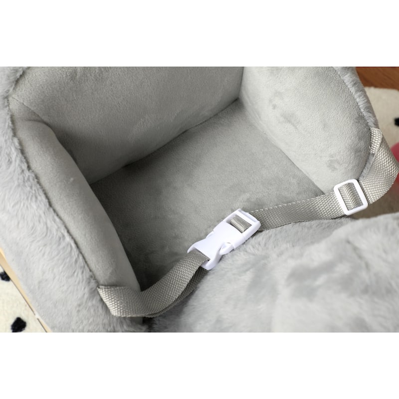 Kids Ride-On Rocking Horse Toy with Lullaby Song, Rocking Toy with Hand Puppets & Safety Belt