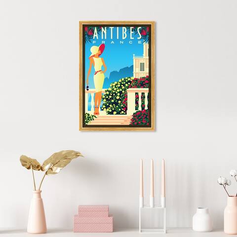 Oliver Gal 'Antibes Travel' Fashion and Glam Blue Wall Art Canvas Print