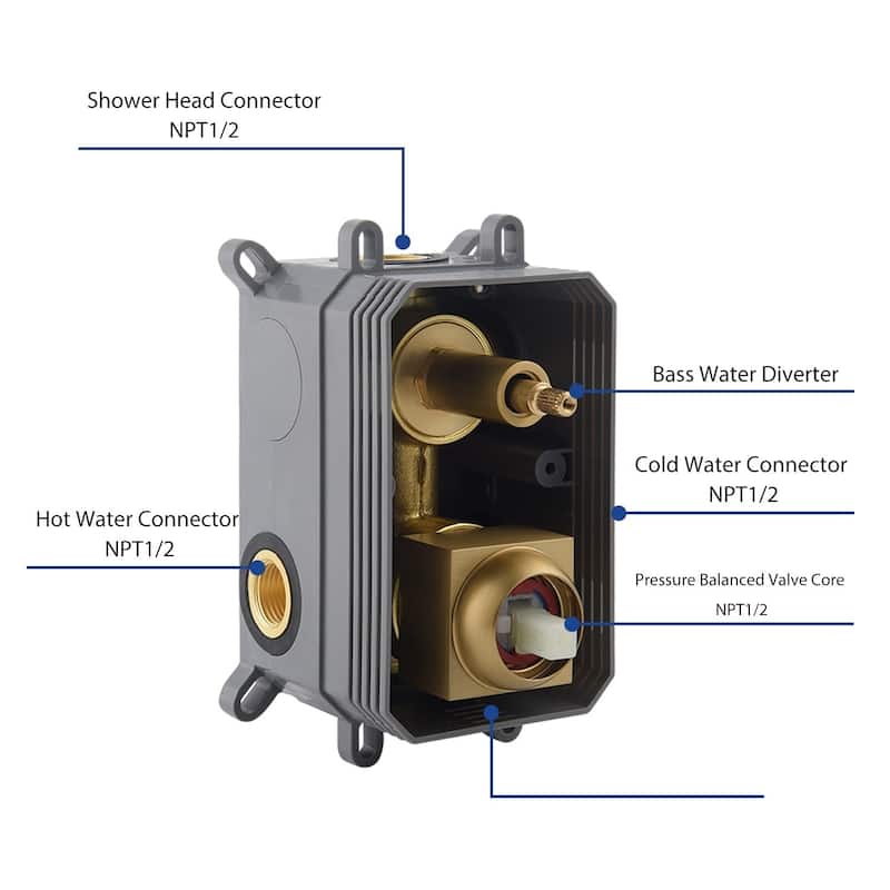 Brushed Gold wall mount 6 inch regular high water pressure head two function shower faucet - 6' x 6'