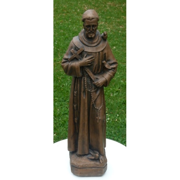 25” St. Francis Outdoor Patio Statue - Ash Finish - N/A