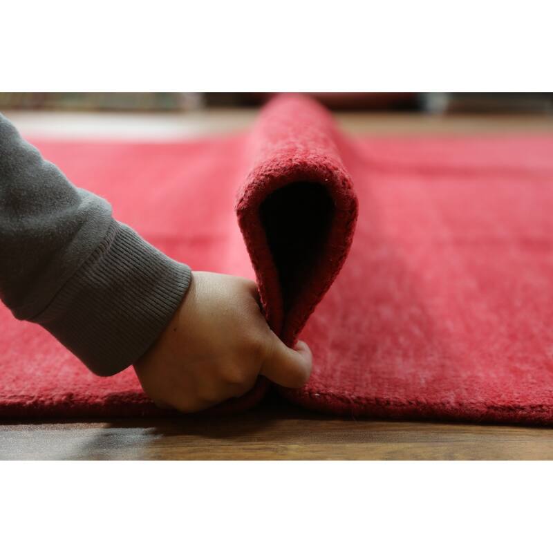 Hand Knotted Oriental 100% Wool Carpet Modern Solid Red Gabbeh Area Rug - 11' 11'' X 8' 9''