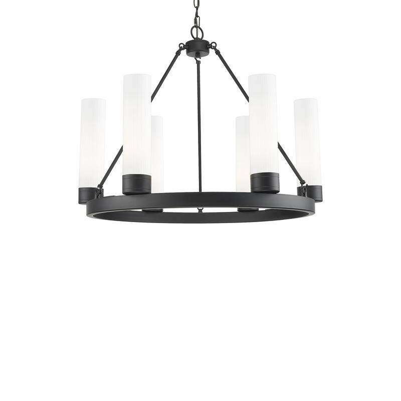 Innovations Lighting 617-6CR-24-29 Boreas Chandelier Boreas 6 Light - Matte Black / Striped White