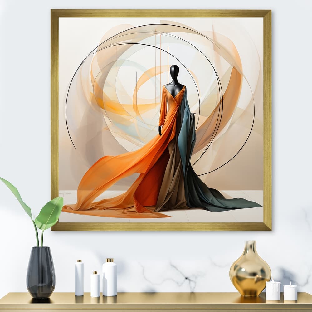 Designart "Abstract Contemporary African Dancer I" African American Woman Framed Wall Art Living Room