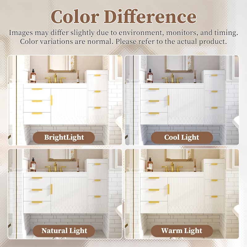 30" Wall Mounted Bathroom Vanity with Sink and Side Cabinet, Modern Floating Bathroom Cabinet with Soft-Close Doors and Drawers