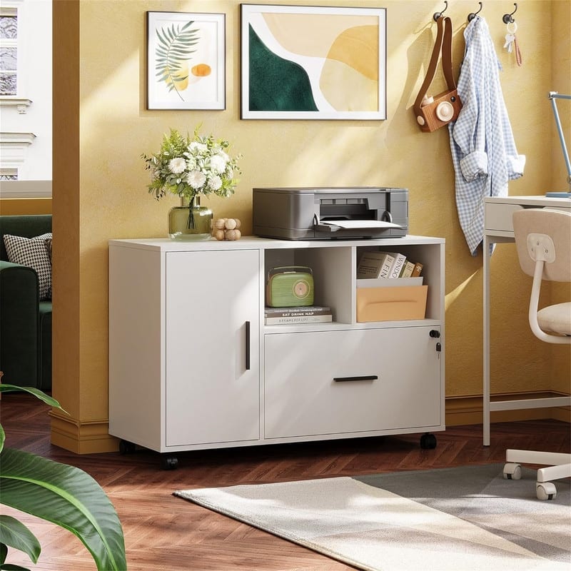 1-Drawer Wood Lateral Filing Cabinet - 15.8"D x 36.6"W x 25"H
