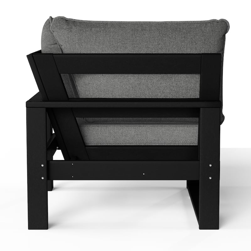 Polytrends Endless Patio Deep Seating Corner Chair with Black Frame