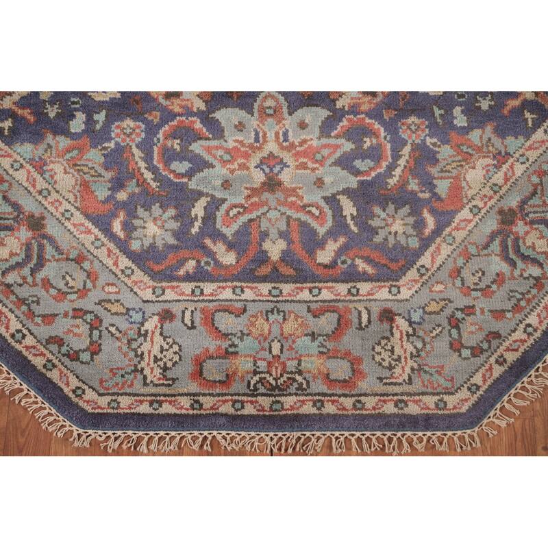 Blue Heriz Serapi Oriental Octagon Area Rug Wool Carpet - 6'0"x 5'11"