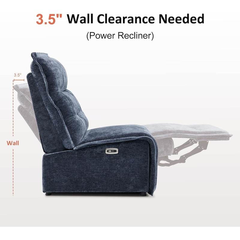 MCombo Armless Power Recliner Chair with USB Ports, 3.5" Wall Clearance Electric Reclining Sofa Chair for Living Room, ALR01