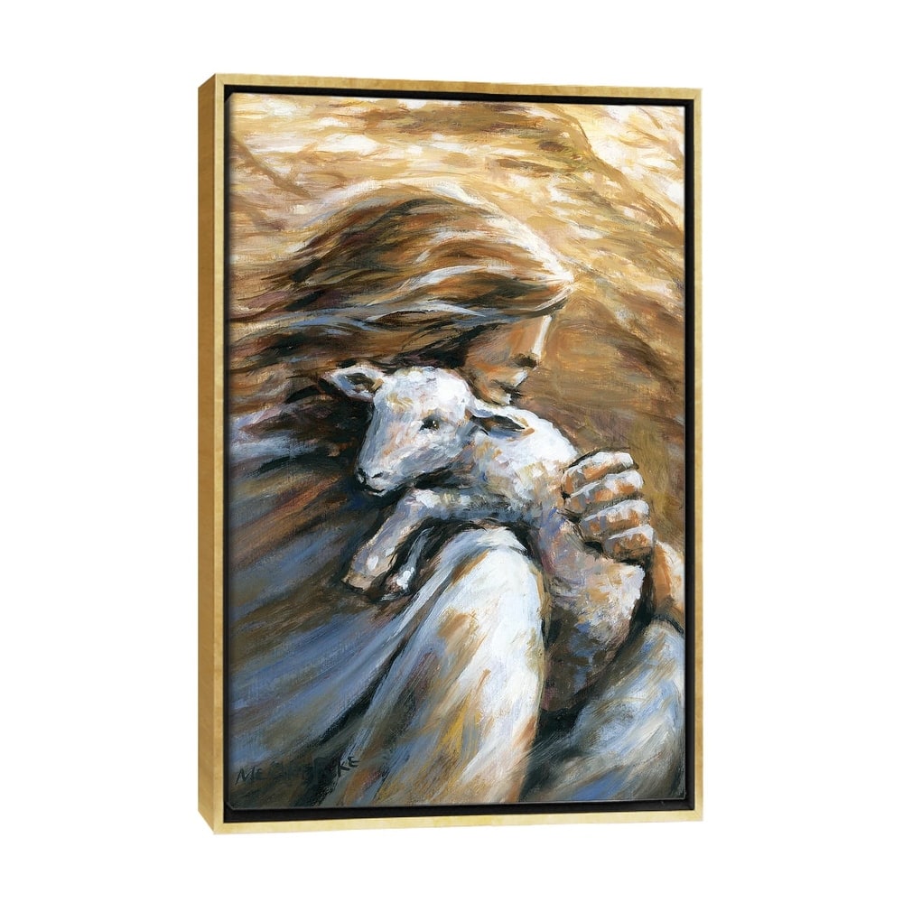 iCanvas "Jesus Carrying Lost Sheep Home" by Melani Pyke Framed Canvas Print