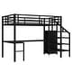 preview thumbnail 20 of 23, Loft Bed with L-shaped Desk and USB, Metal Loft Bed with Wardrobe and Adjustable Shelf, High Loft Bed with LED