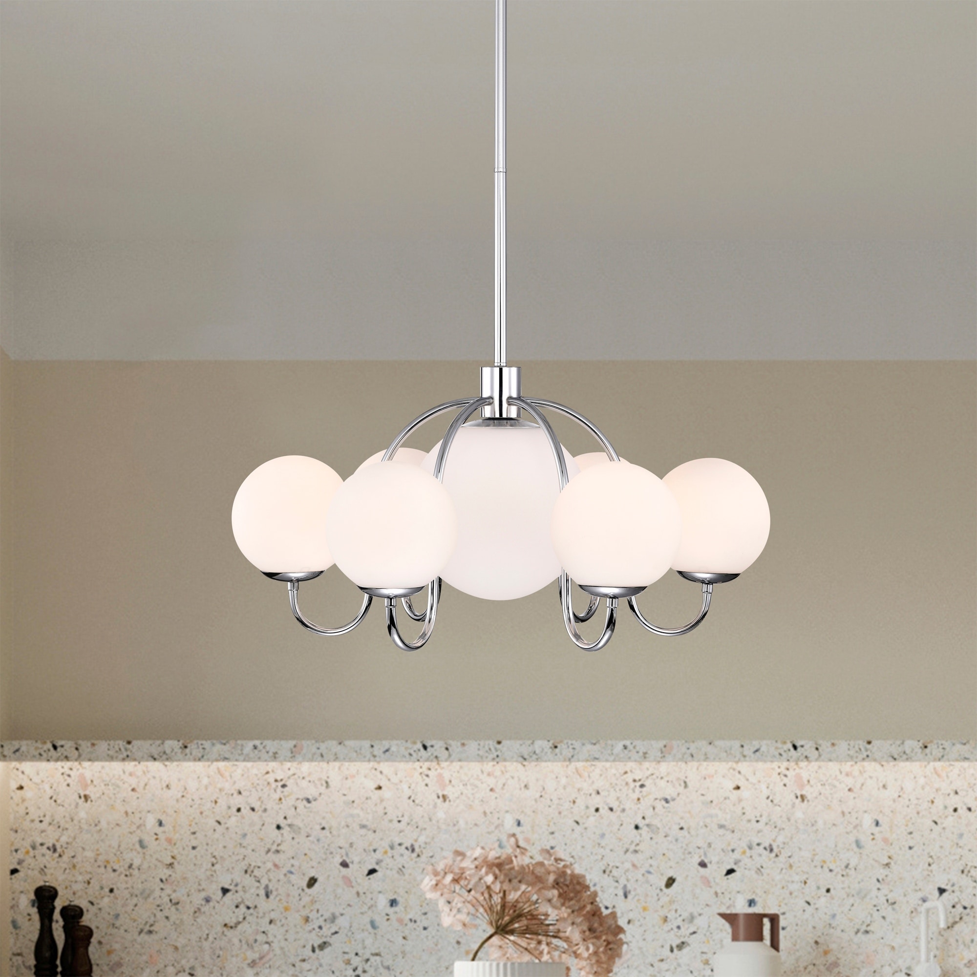 Warehouse of Tiffany Md109 7ch Dalia 26 in. 7 Light Indoor Chrome Finish Chandelier with Light Kit