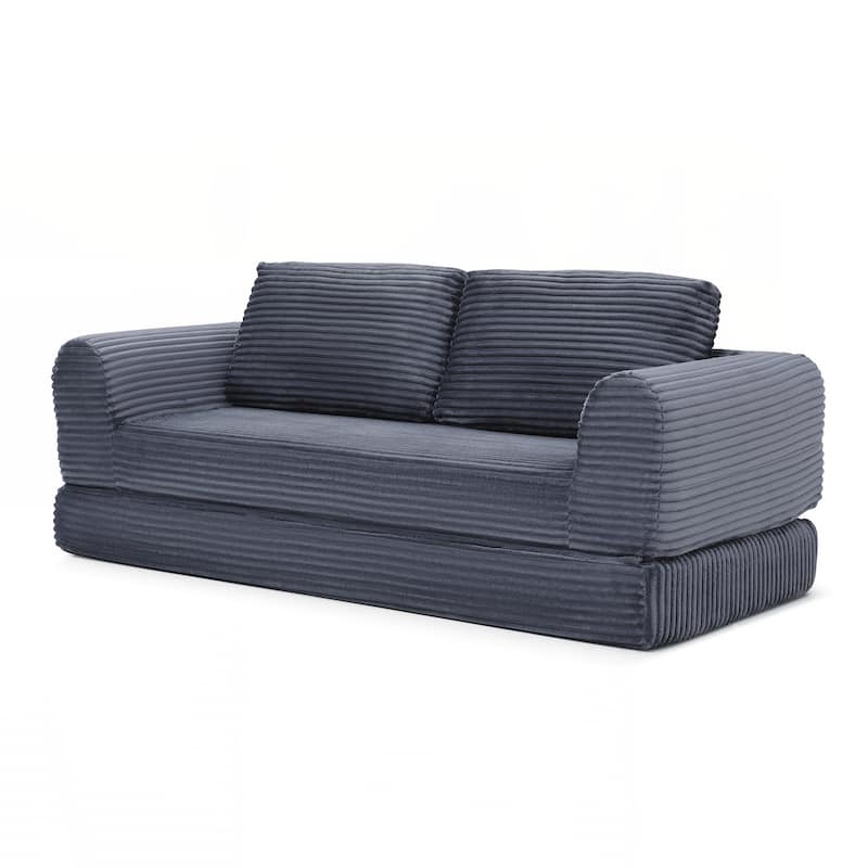 Modern Corduroy Sleeper Couch , Futon Modular Upholstered Boneless Sofa