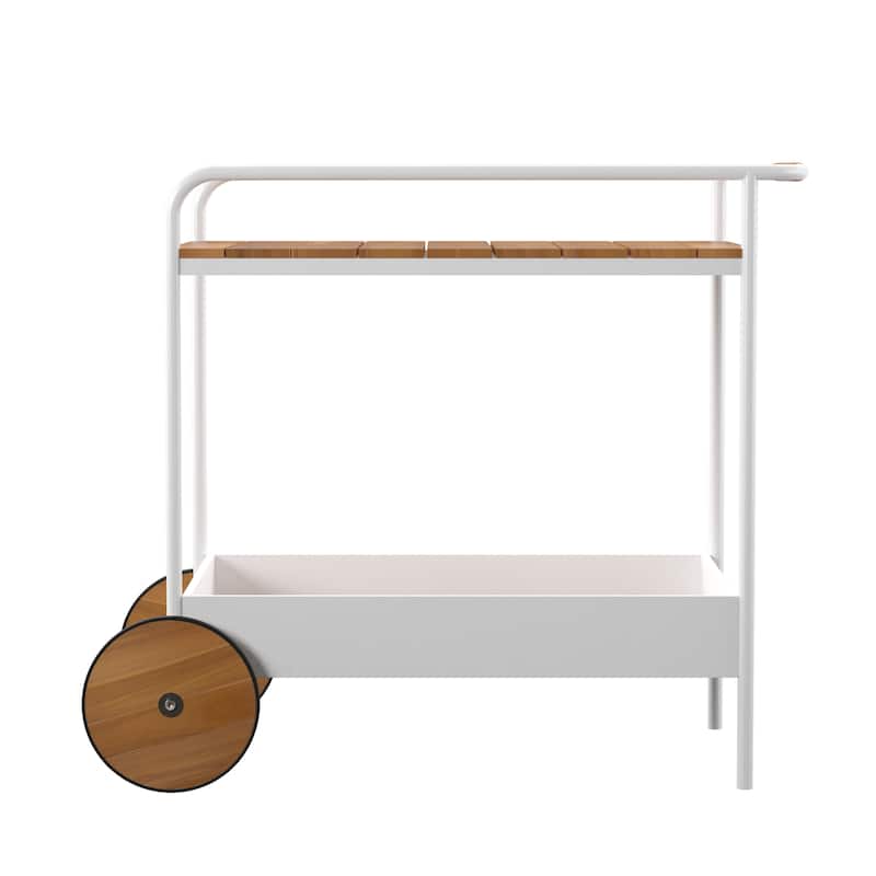 SEI Furniture Randy Natural Acaia Wood Outdoor Bar Cart w/ Storage