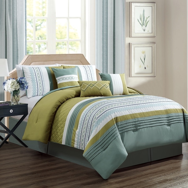 Porch & Den Marconi Green/ Blue Microfiber 7-piece Comforter Set. Opens flyout.