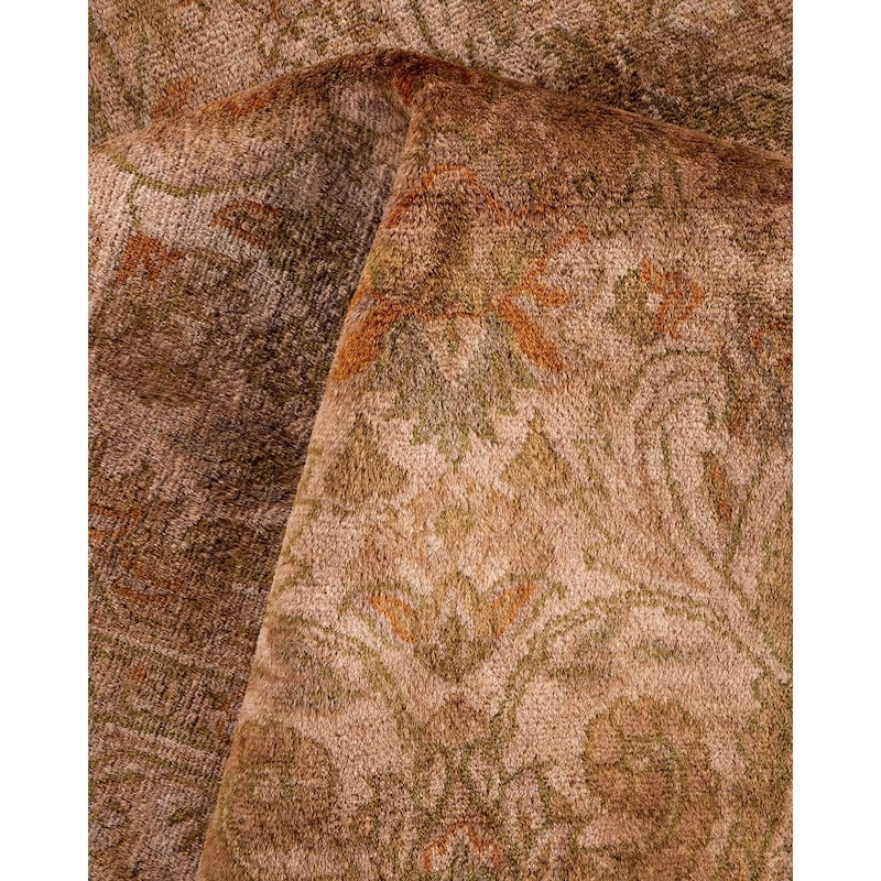 Overton Hand Knotted Wool Vintage Inspired Modern Contemporary Overdyed Brown Area Rug - 8' 2" x 10' 2"