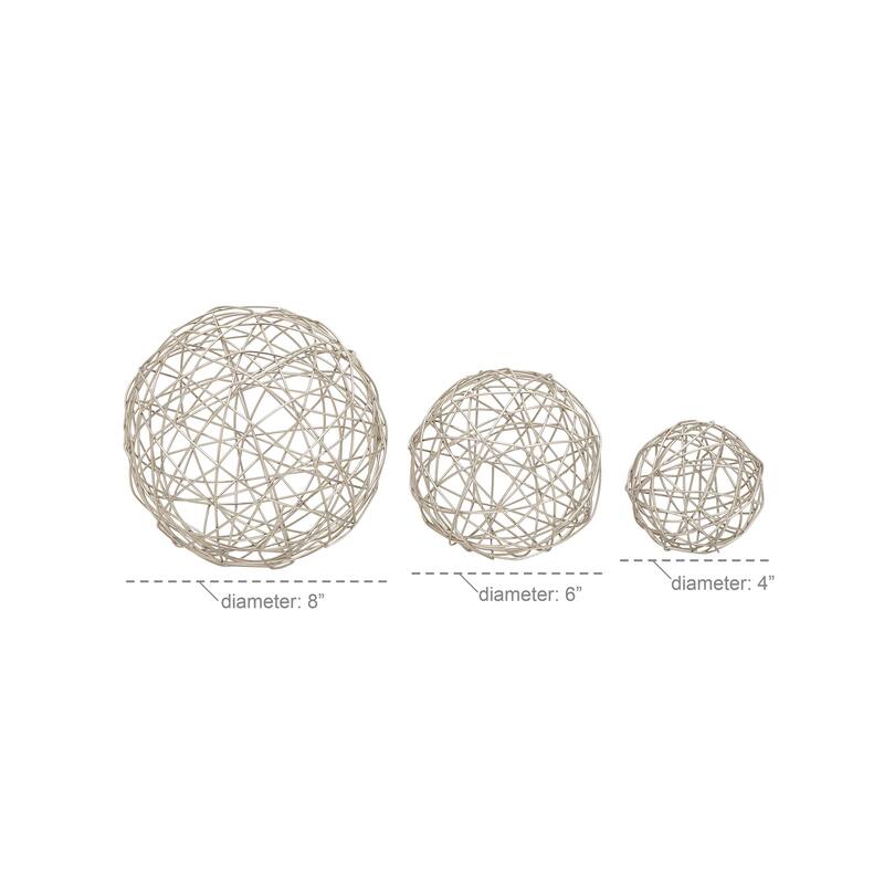Metal Geometric Decorative Sculpture - Set of 3 Silver - Roche River Decor