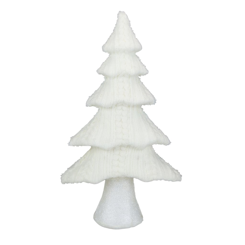 16.75" Cream Cable Knit Christmas Tree Tabletop Decoration