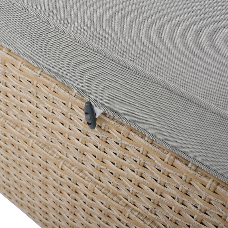 Outdoor Patio Rattan Double Daybed Sunbed with Adjustable Backrest and Seat