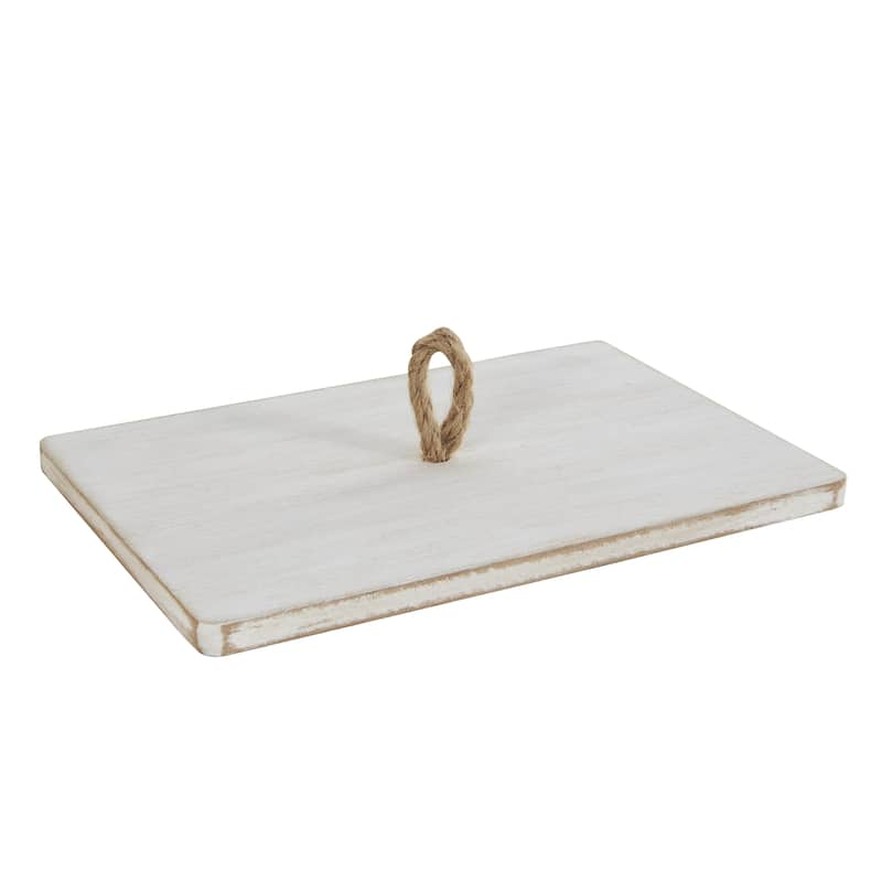 Wooden Washed Ribbed Storage Box with White Lids and Rope Handles - Set of 2 Brown - Roche River Decor