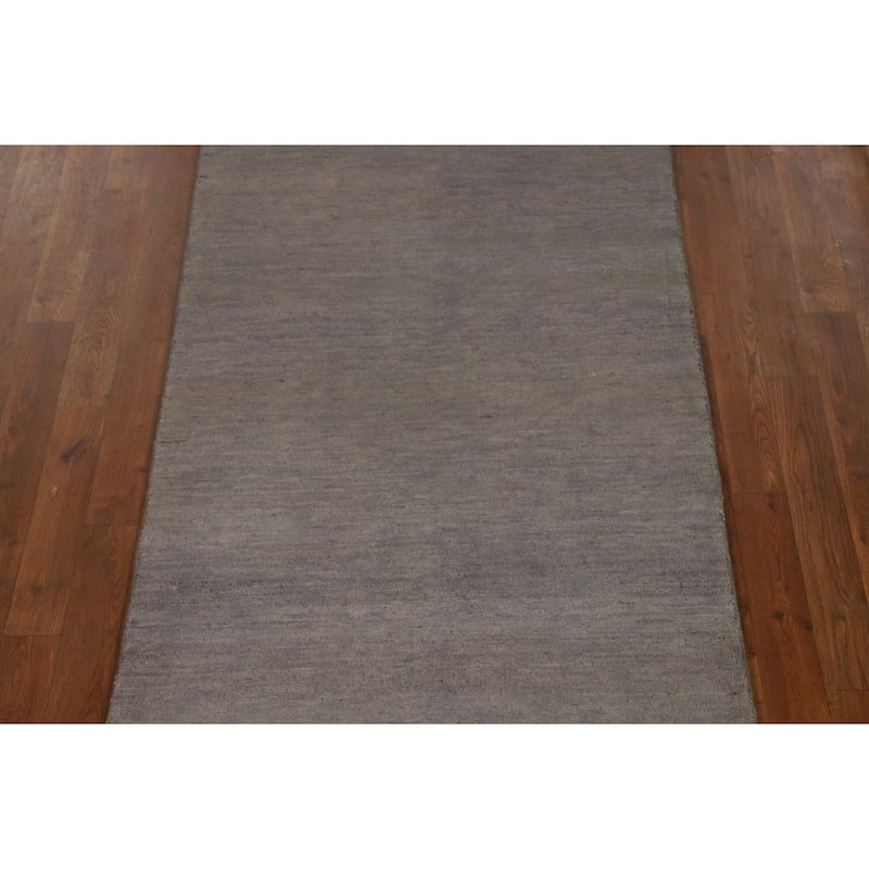 Gray Gabbeh Modern Runner Rug Handmade Wool Carpet - 3'0"x 9'10"