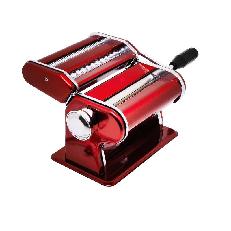 Fantes Pasta Machine with Double Pasta Cutter for Spaghetti and Fettuccine, Red, The Italian Market Original since 1906