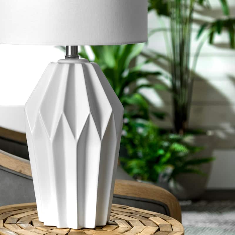 Nuloom 24" Cressida Ribbed Ceramic Linen Shade Table Lamp - 11"W x 11"D x 24"H