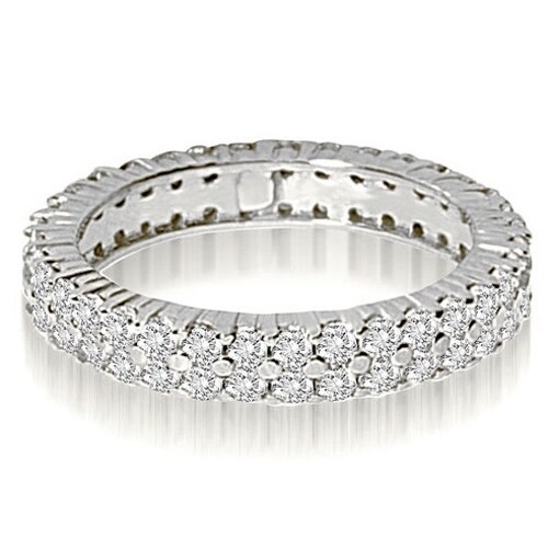1.70 cttw. 14K White Gold Round Two Row Prong Diamond Eternity Ring