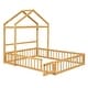 preview thumbnail 4 of 10, Wooden Floor Bed with Detachable Headboard & Dress Up Rack for Kids, Natural
