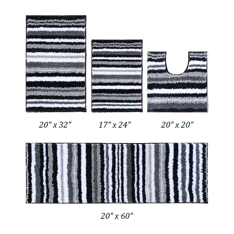 Better Trends Bath Rug 100% Polyester Super Absorbent Anti-Skid TPR Backing Bathroom Rug For Shower,Sink Mats Griffie Collection