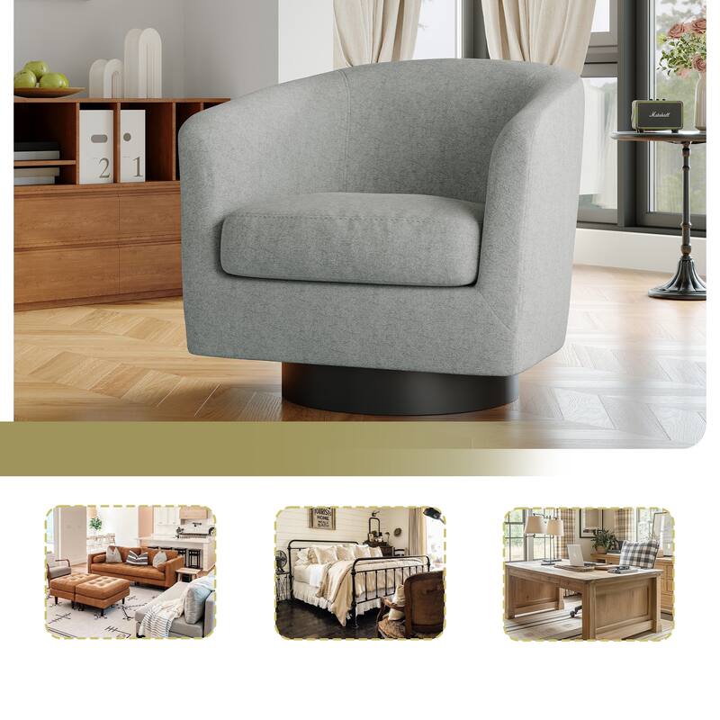 Modern Upholstered Barrel Chair Swivel Accent Chair for Living Room