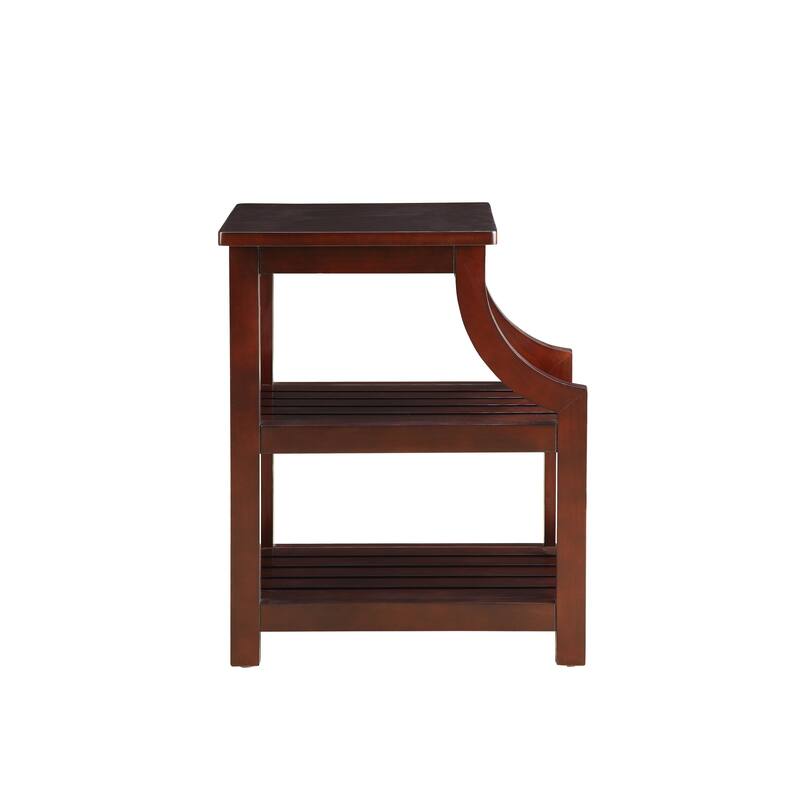 Versatile Wooden Accent Table with USB Charging and Open Storage